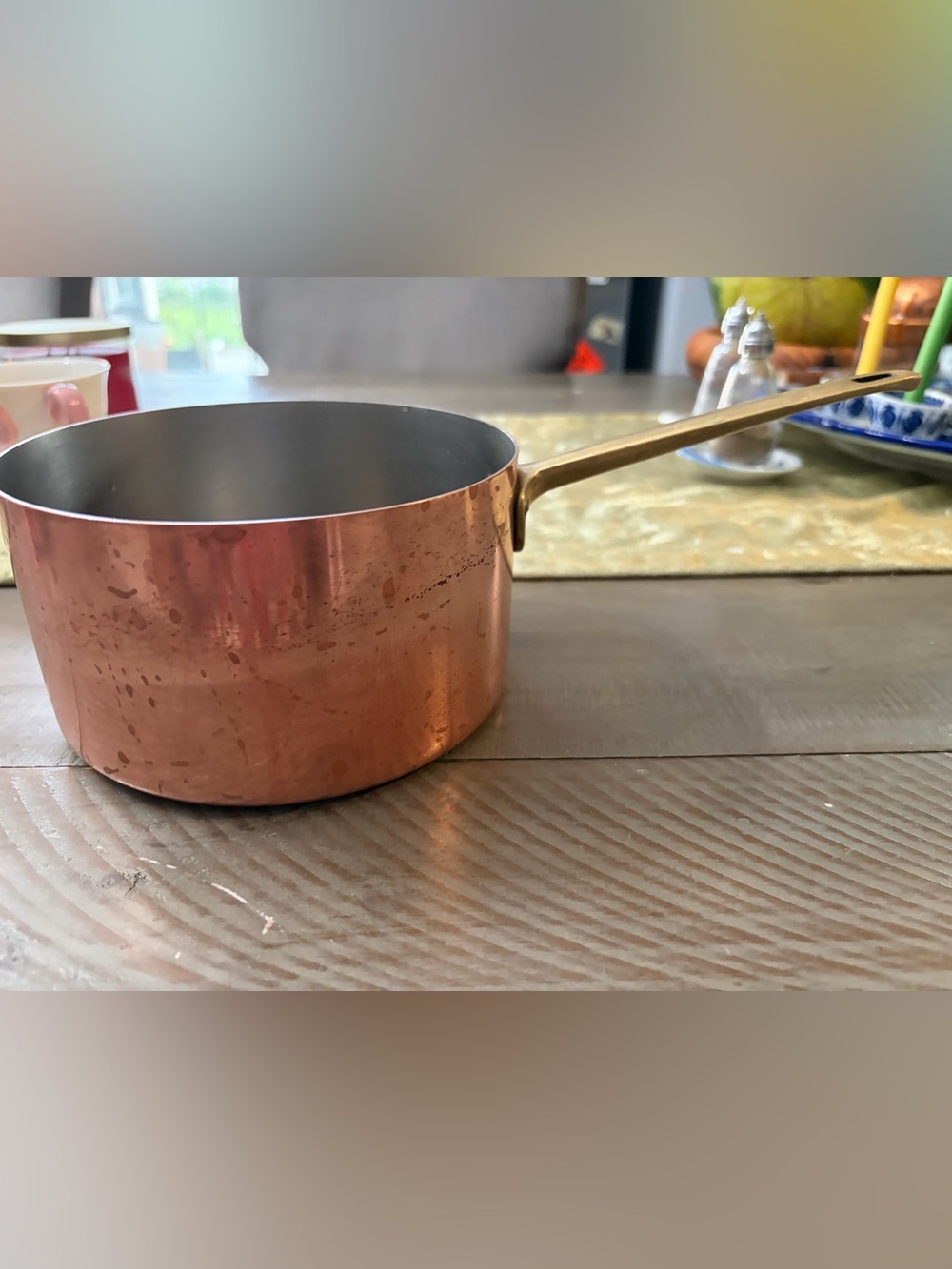 Vintage Paul Revere Copper Finish Saucepan with Brass Handle